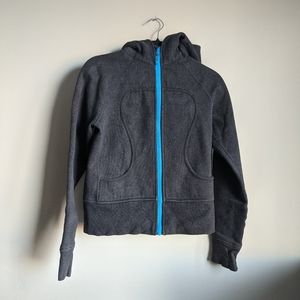 Lululemon Grey Scuba Hoodie with Blue Zipper